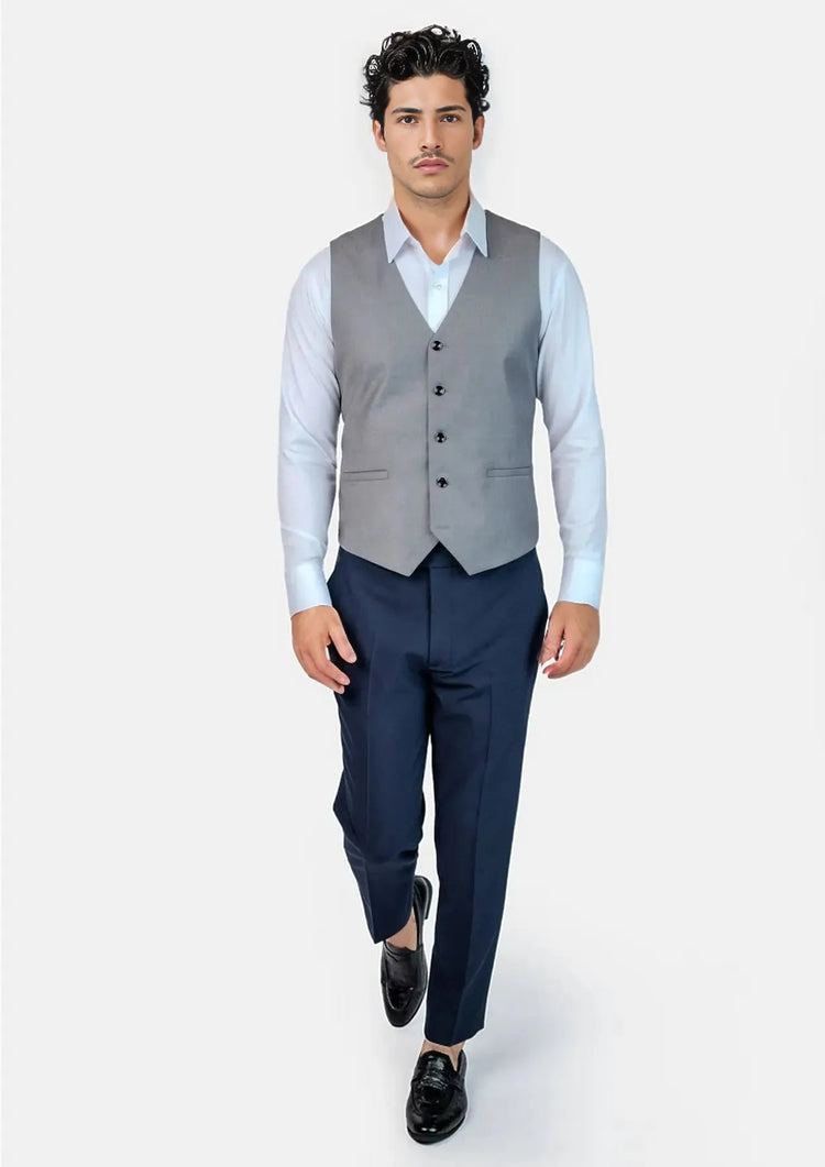 Oslo Grey Twill Vest - SARTORO54