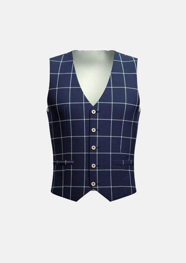 Oxford Blue Windowpane Vest - SARTORO