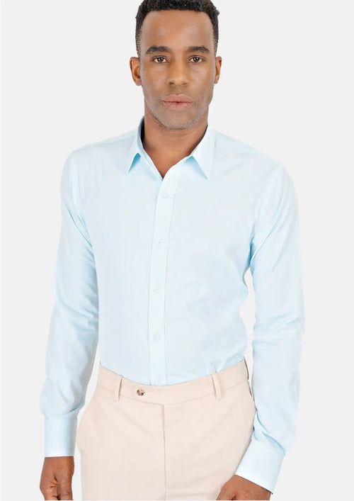 Pale Aqua End On End Shirt - SARTORO