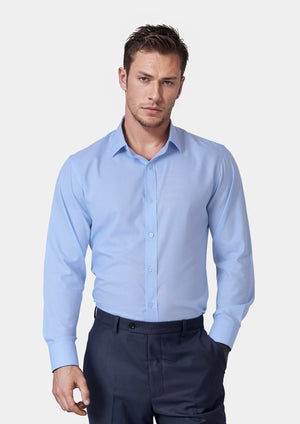 Pale Blue Cotton Broadcloth Shirt - SARTORO
