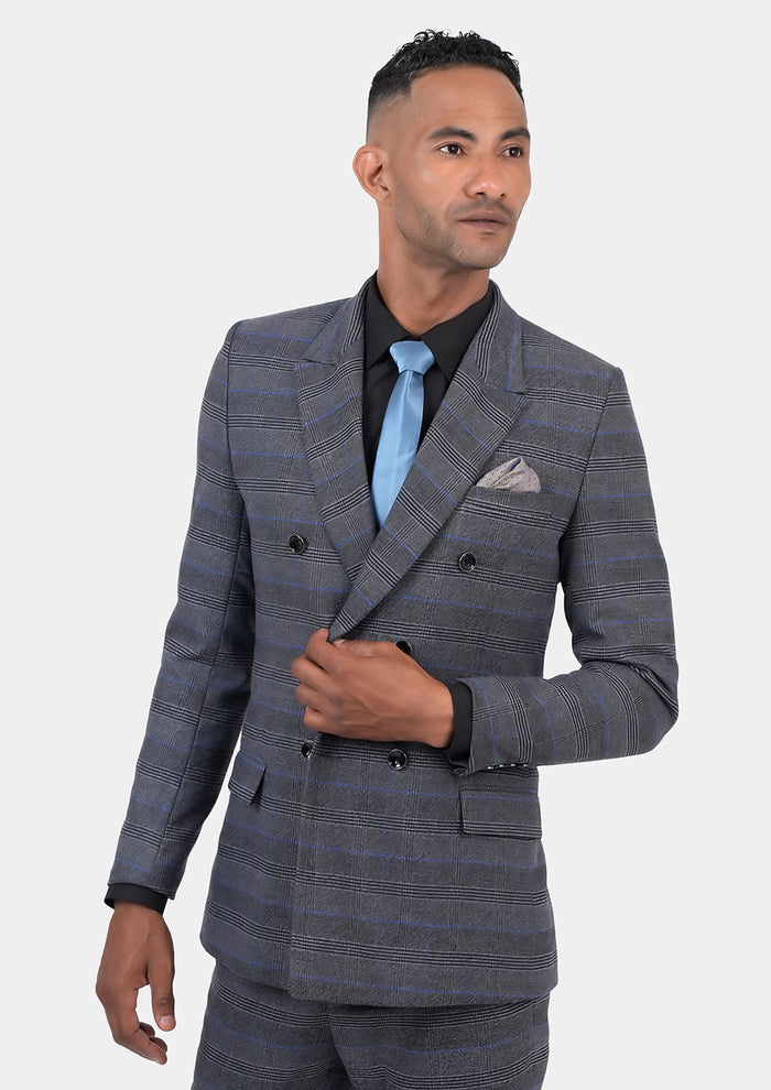 Rockafeller Dark Grey Prince of Wales Suit - SARTORO733