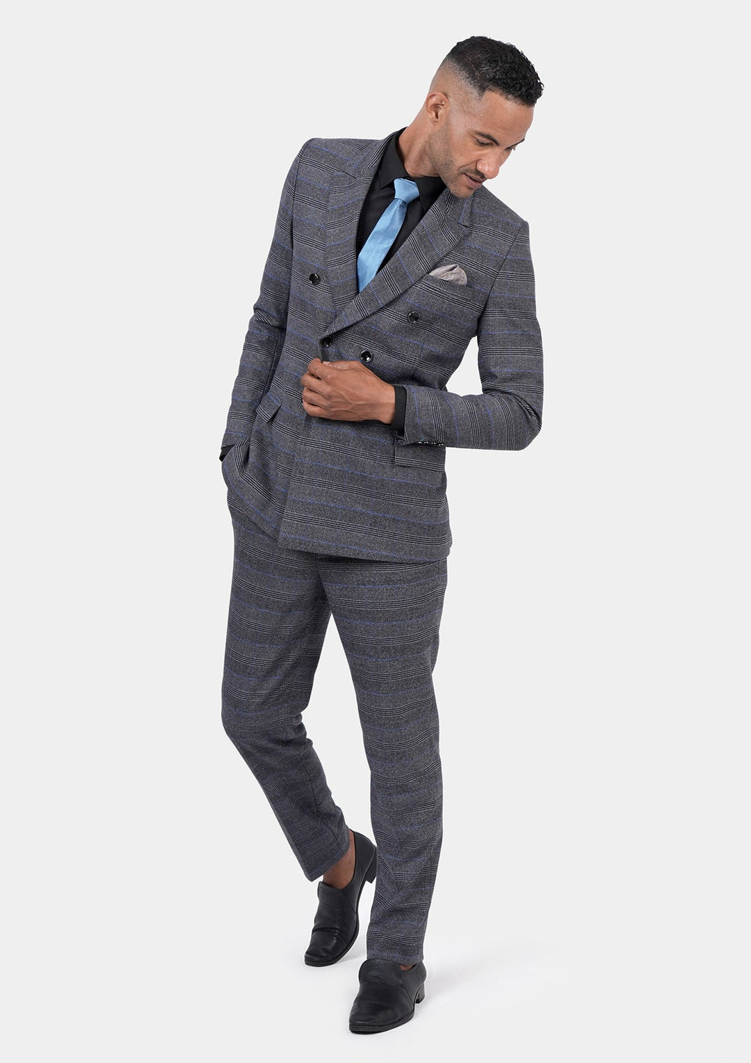 Rockafeller Dark Grey Prince of Wales Suit - SARTORO