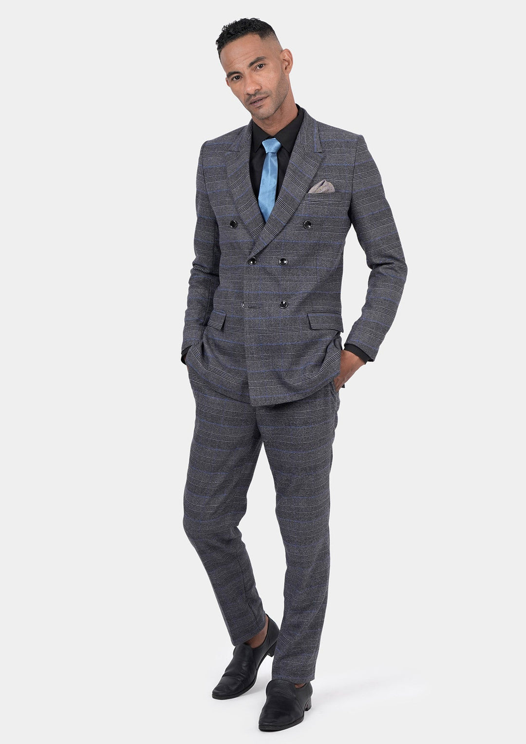 Rockafeller Dark Grey Prince of Wales Suit - SARTORO