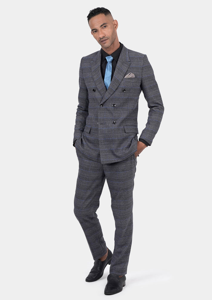 Rockafeller Dark Grey Prince of Wales Suit - SARTORO721