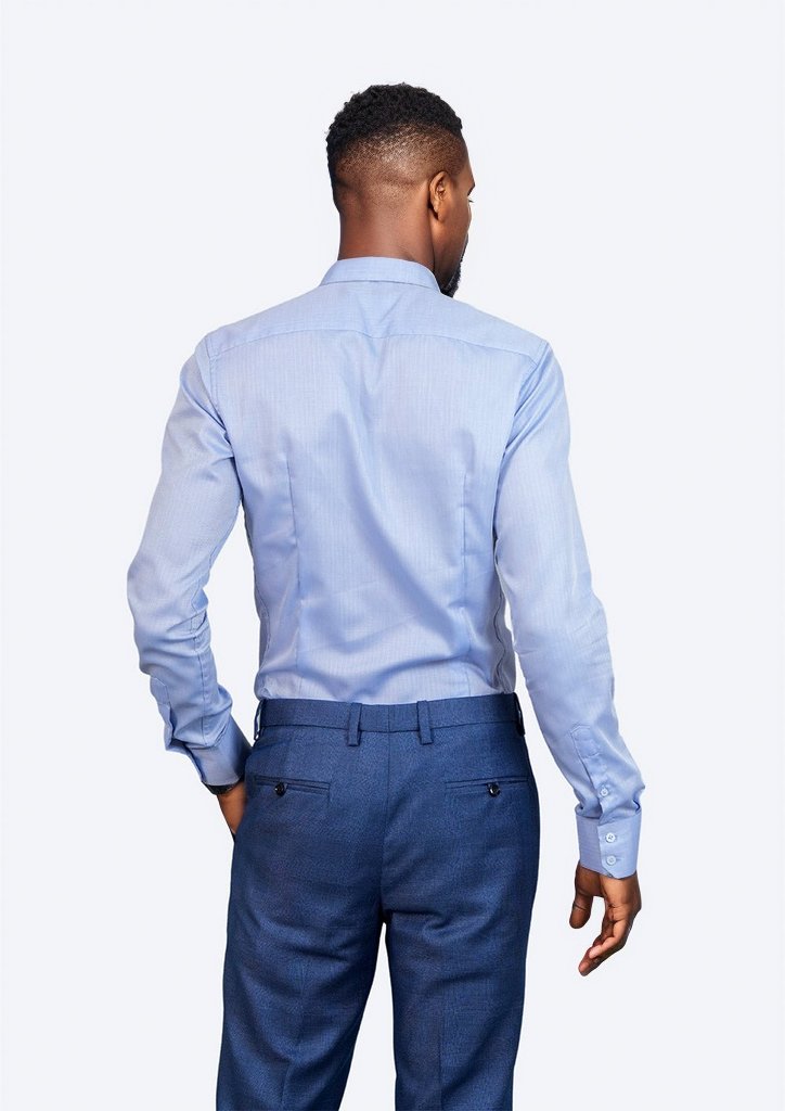 Periwinkle Herringbone Shirt - SARTORO