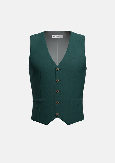 Phthalo Green Linen Vest - SARTORO