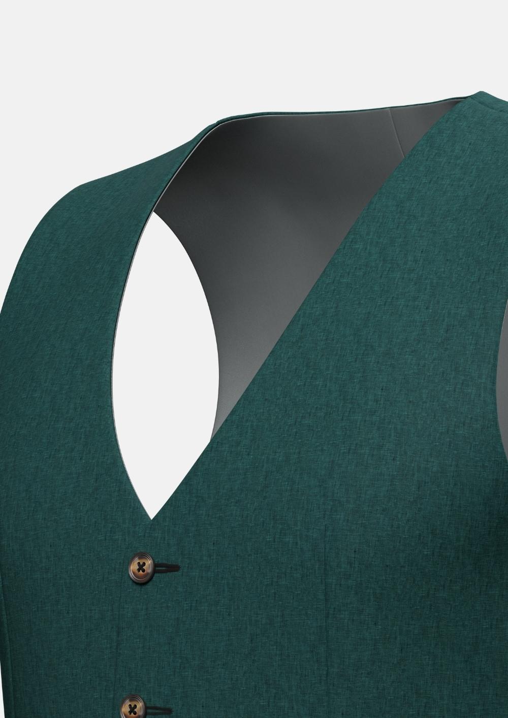 Phthalo Green Linen Vest - SARTORO