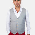 Powder Grey Twill Vest - SARTORO