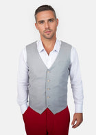 Powder Grey Twill Vest - SARTORO265
