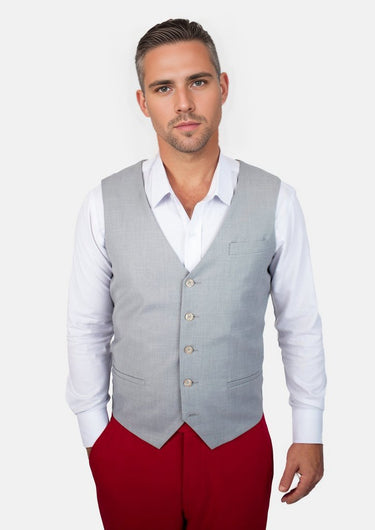 Powder Grey Twill Vest - SARTORO