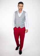 Powder Grey Twill Vest - SARTORO503