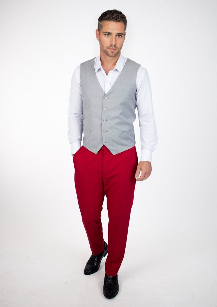 Powder Grey Twill Vest - SARTORO