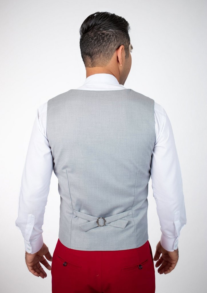 Powder Grey Twill Vest - SARTORO