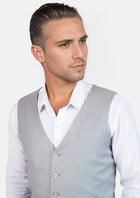 Powder Grey Twill Vest - SARTORO667