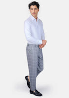 Powder Grey Windowpane Pants - SARTORO275