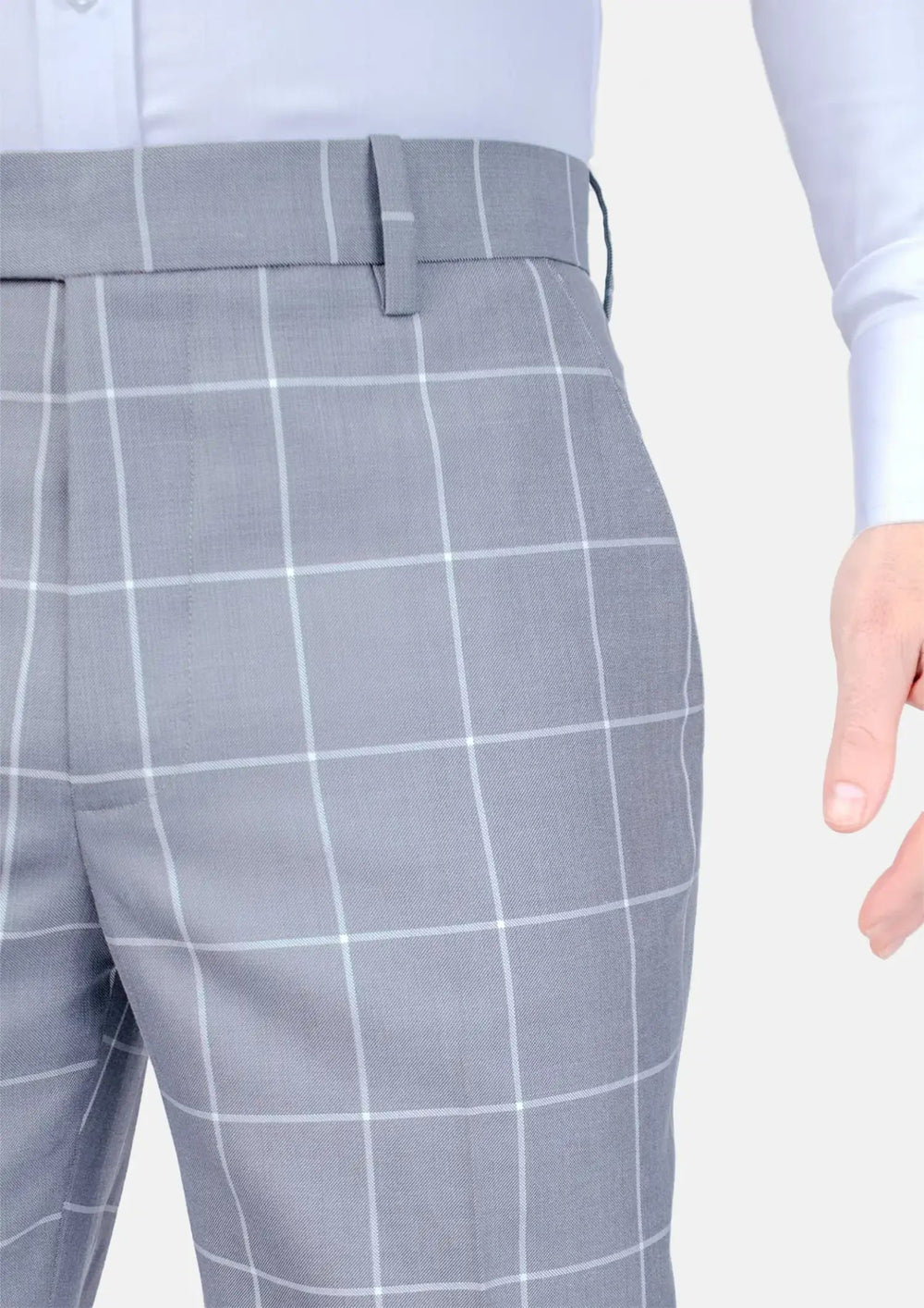 Powder Grey Windowpane Pants - SARTORO