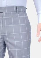 Powder Grey Windowpane Pants - SARTORO690