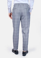 Powder Grey Windowpane Pants - SARTORO415