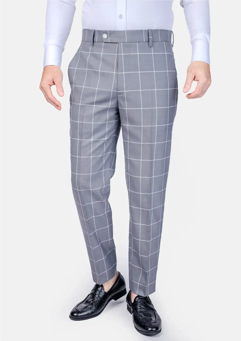 Powder Grey Windowpane Pants79