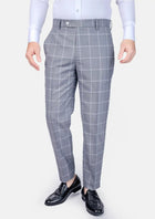 Powder Grey Windowpane Pants - SARTORO385