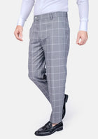 Powder Grey Windowpane Pants - SARTORO605