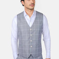 Powder Grey Windowpane Vest - SARTORO