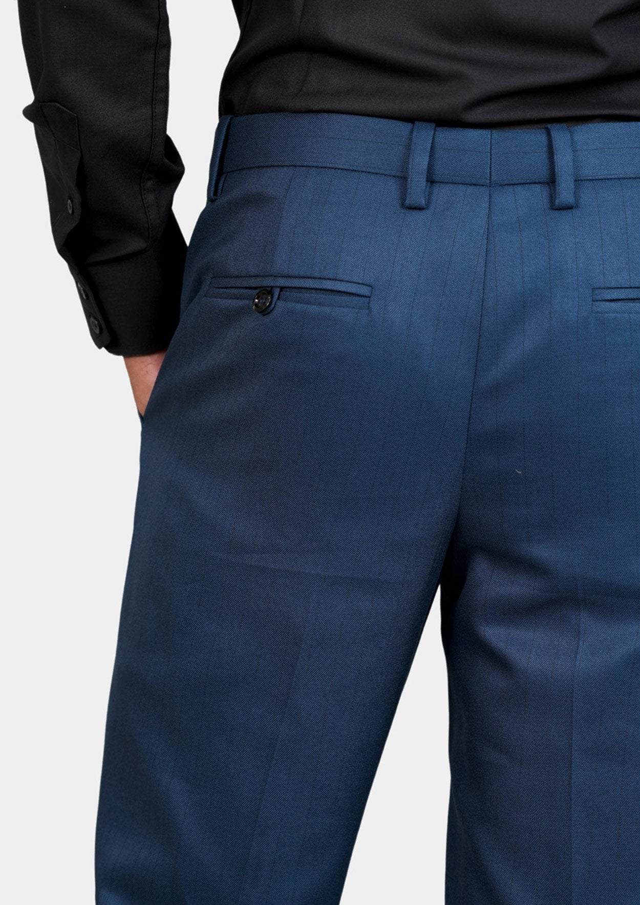 Prussian Blue Pinstripe Pants - SARTORO