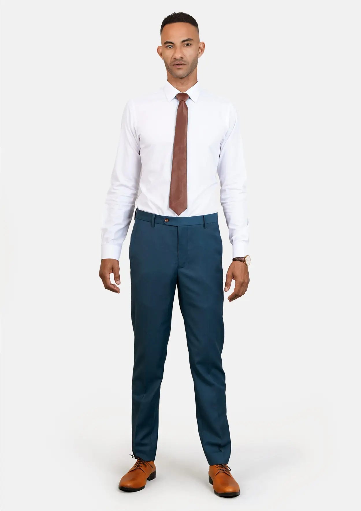 Prussian Teal Twill Pants - SARTORO