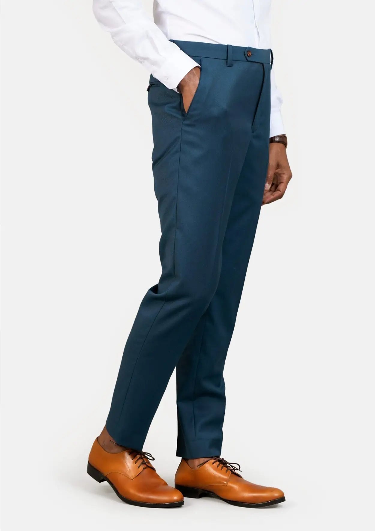 Prussian Teal Twill Pants - SARTORO