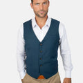 Prussian Teal Twill Vest - SARTORO