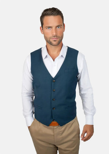 Prussian Teal Twill Vest - SARTORO