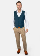 Prussian Teal Twill Vest - SARTORO98