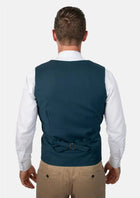 Prussian Teal Twill Vest - SARTORO195