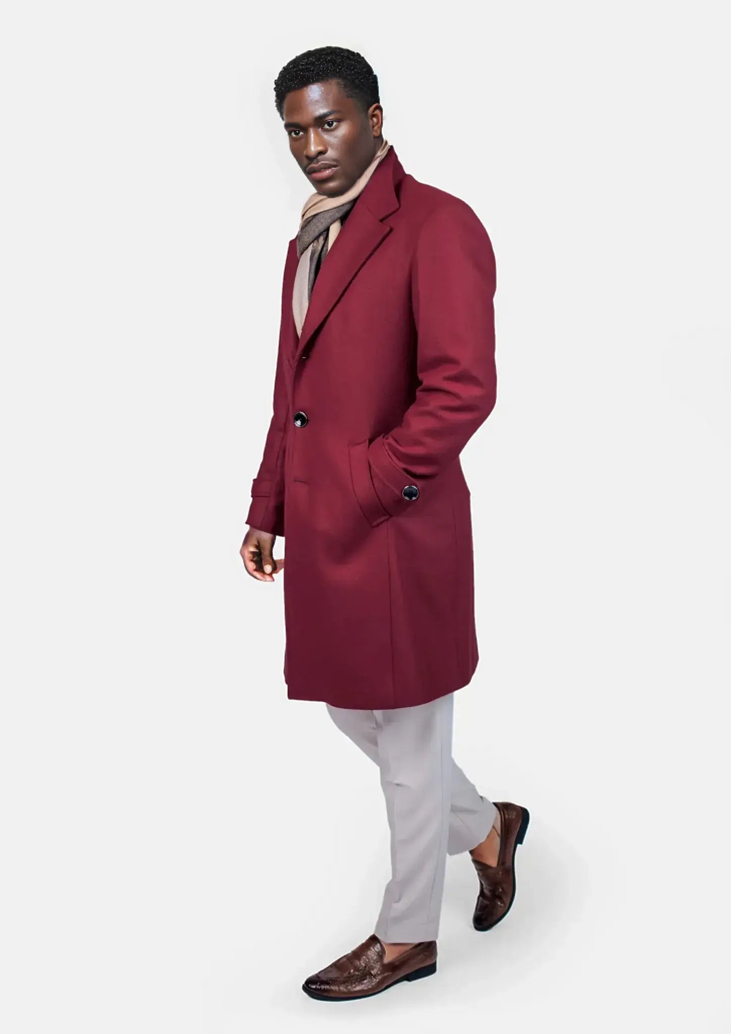 Red Classic Overcoat - SARTORO