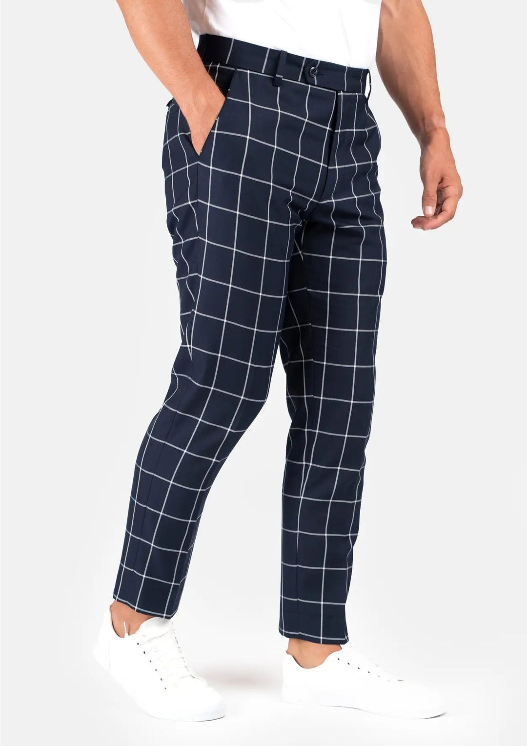 Regal Navy Windowpane Pants - SARTORO