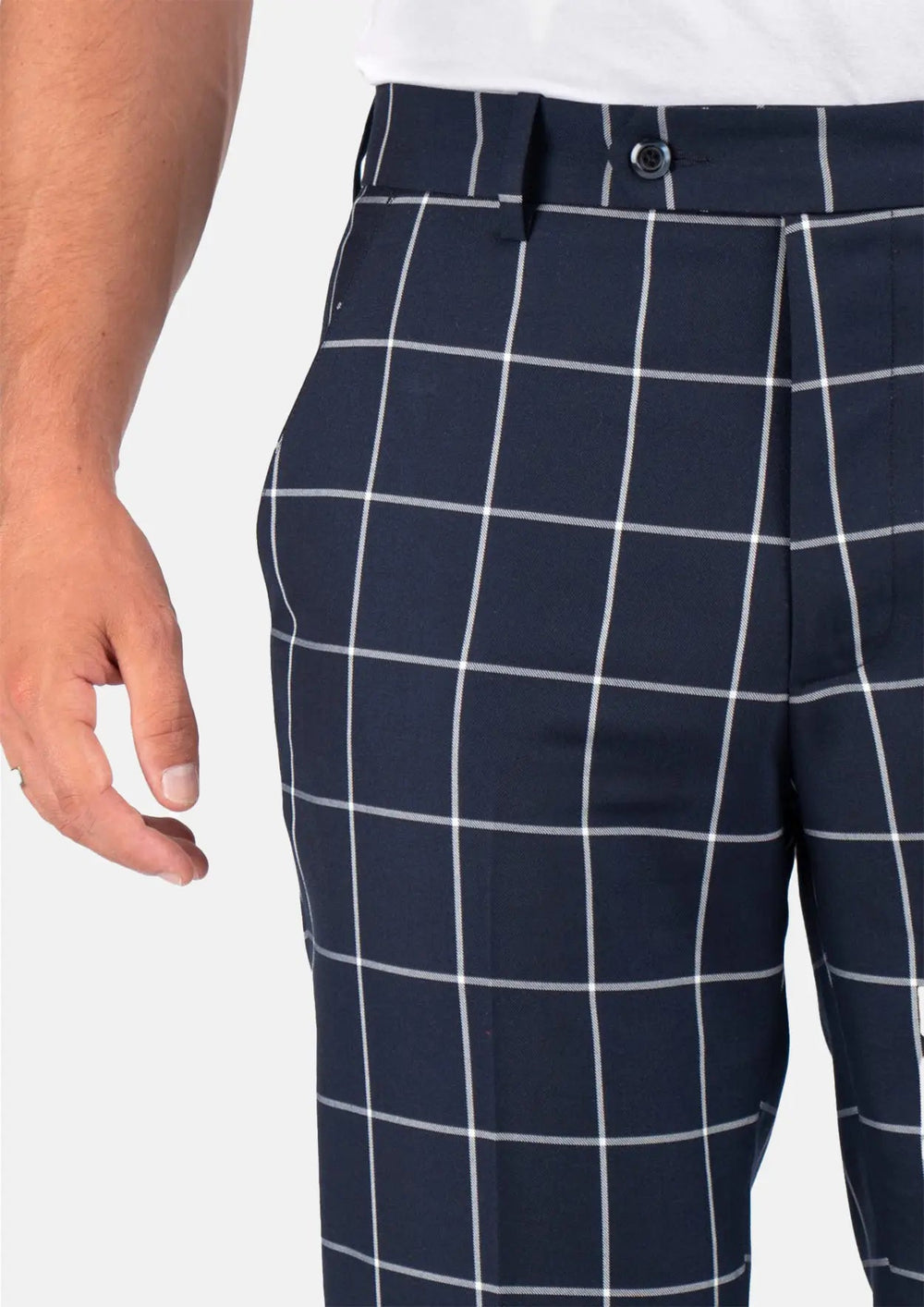 Regal Navy Windowpane Pants - SARTORO