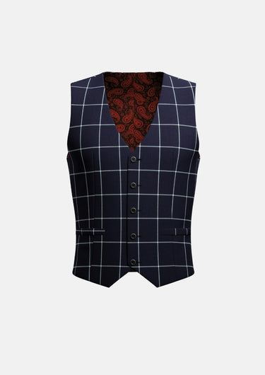 Regal Navy Windowpane Vest - SARTORO