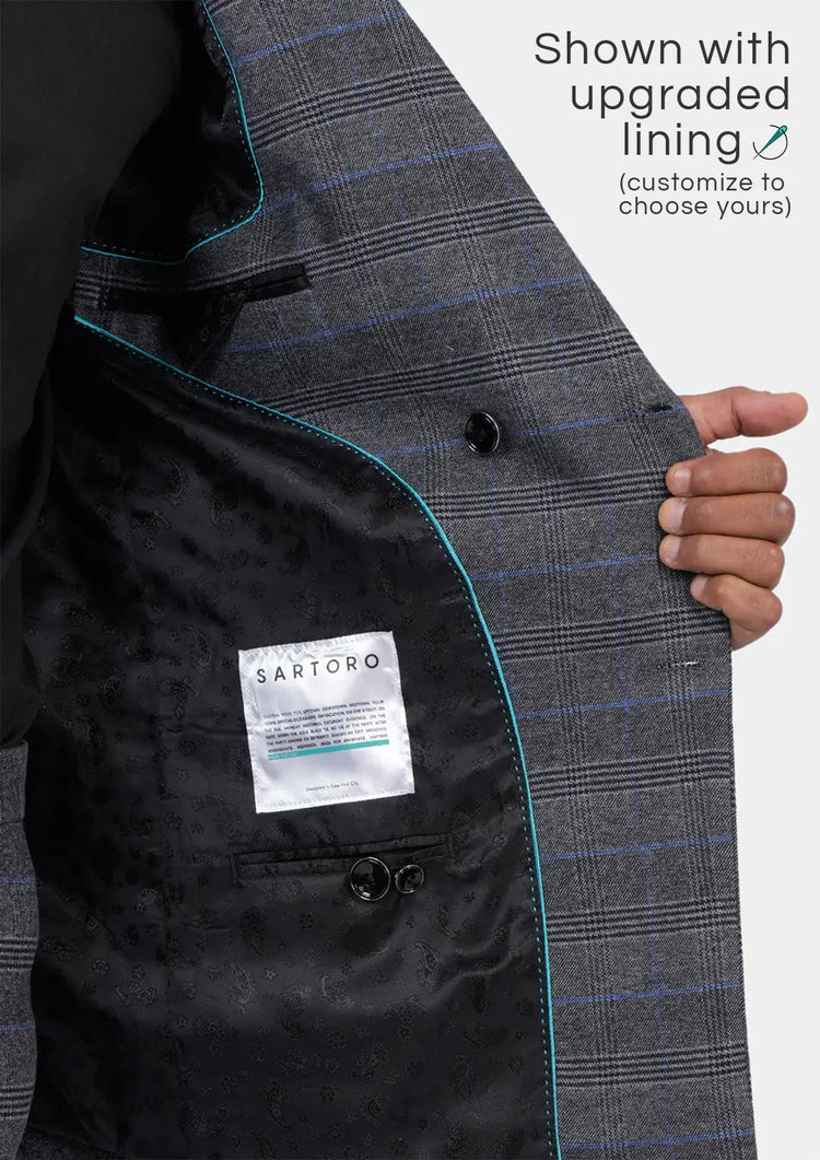 Rockafeller Dark Grey Prince of Wales Jacket - SARTORO636