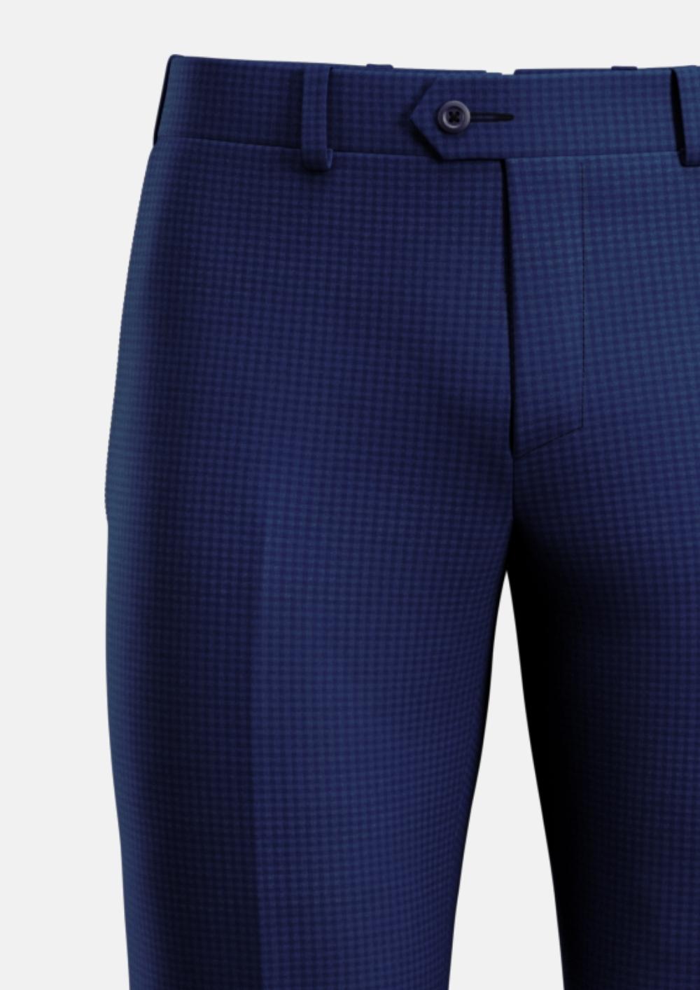 Royal Blue Microcheck Pants - SARTORO