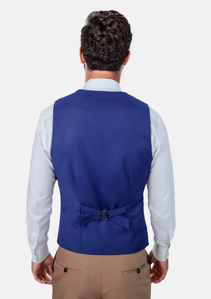 Royal Blue Twill Vest - SARTORO