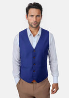 Royal Blue Twill Vest - SARTORO487