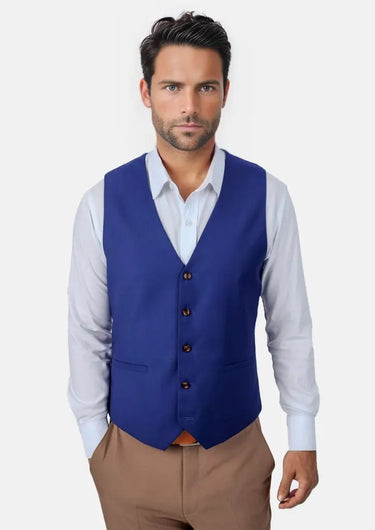 Royal Blue Twill Vest - SARTORO