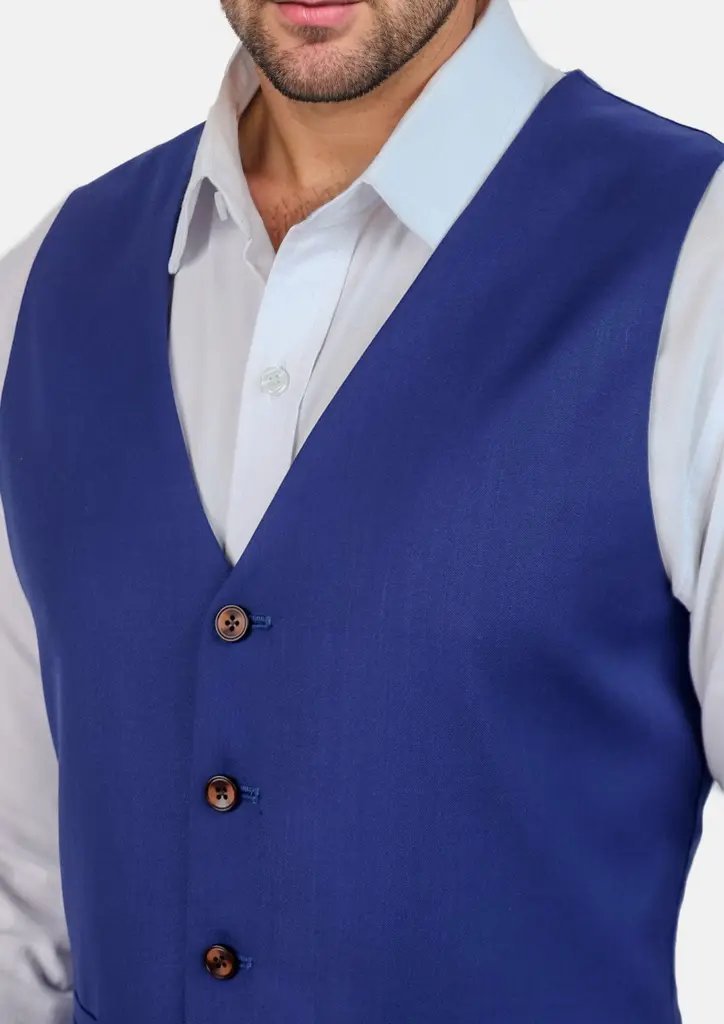 Royal Blue Twill Vest - SARTORO