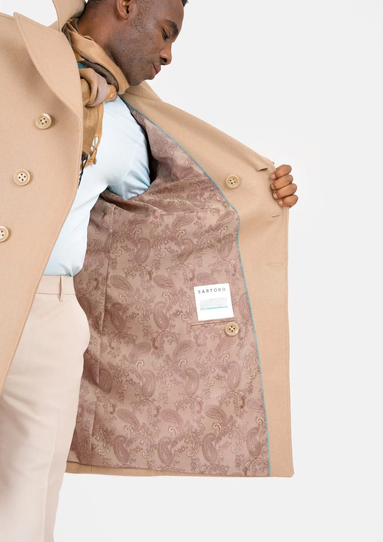 Sand Wool Signature Peacoat - SARTORO