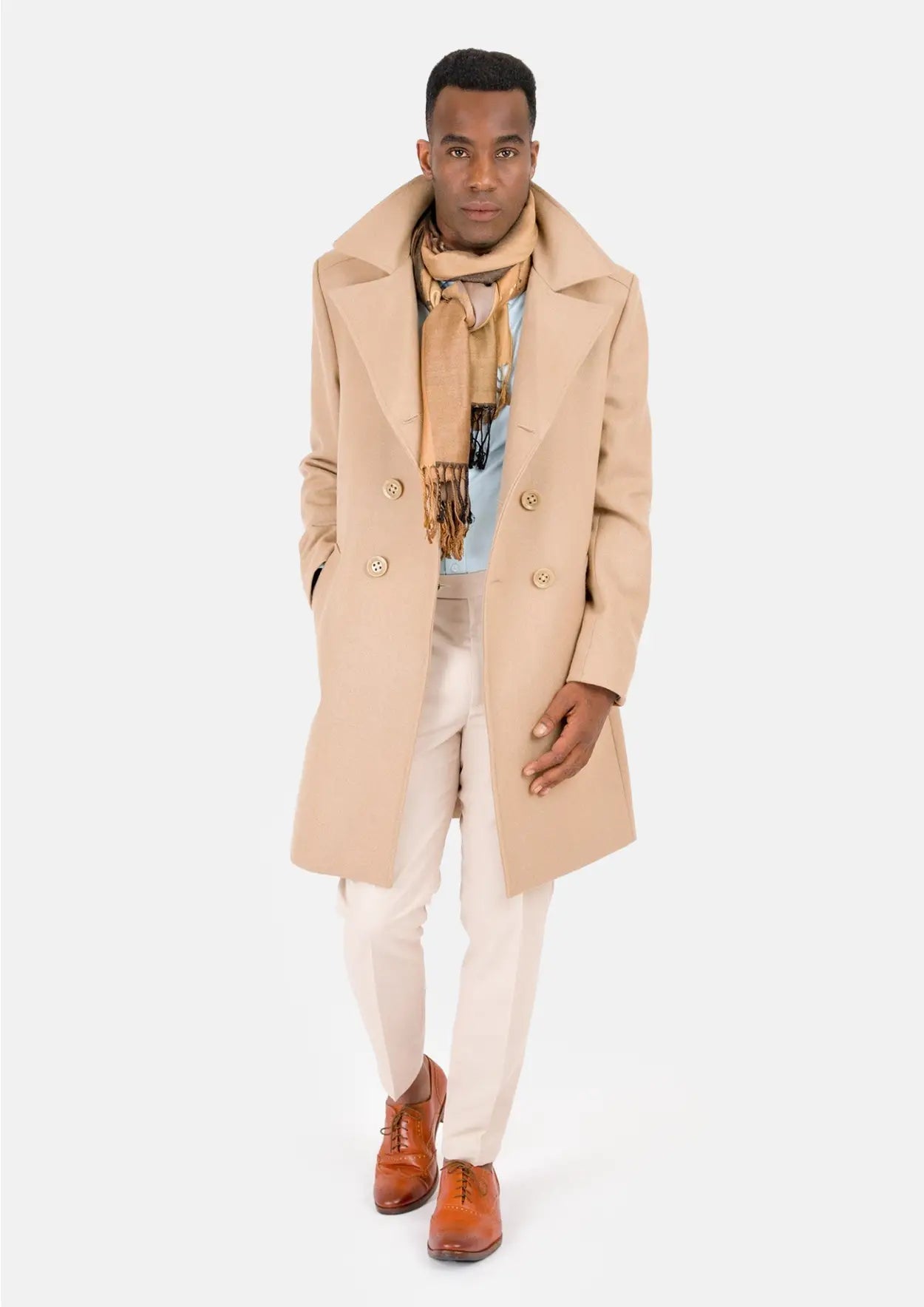 Sand Wool Signature Peacoat - SARTORO