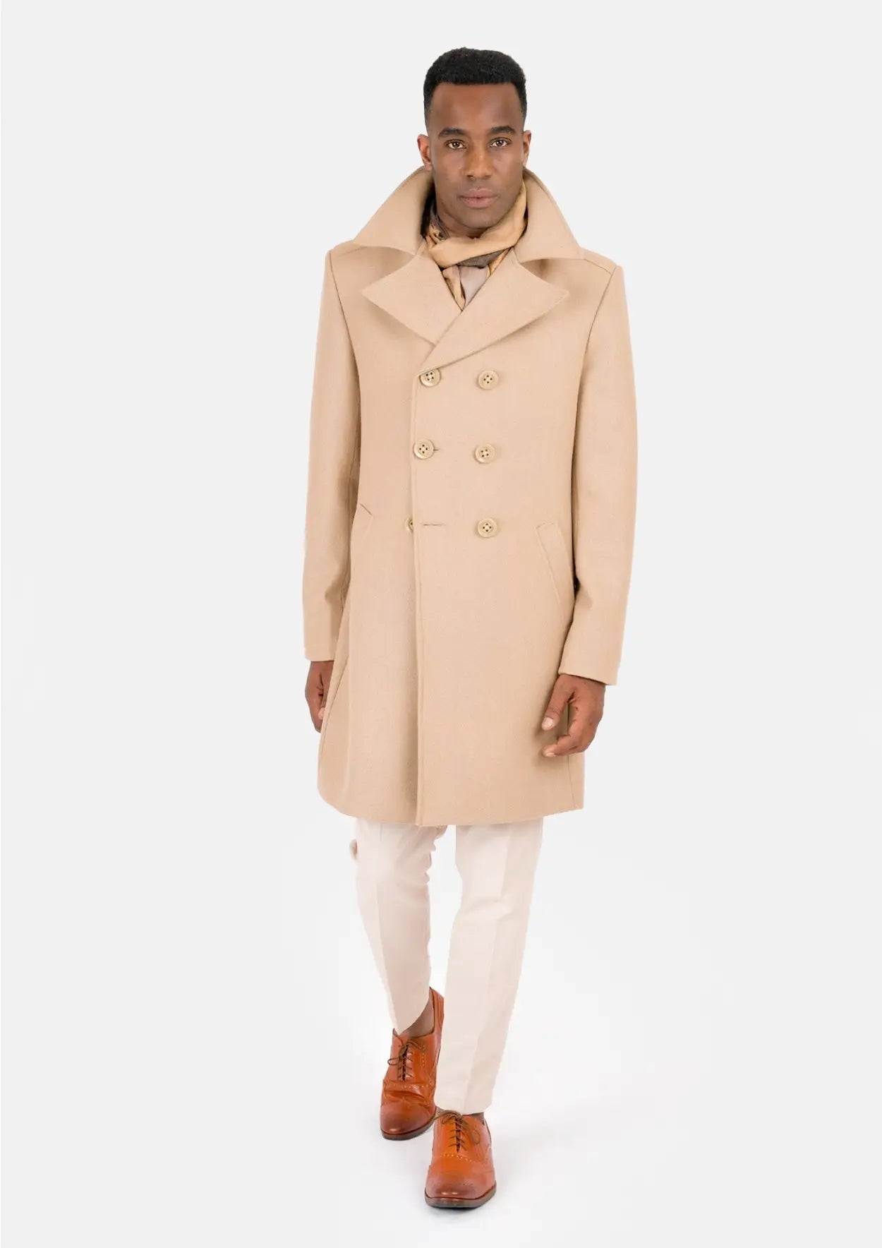 Sand Wool Signature Peacoat - SARTORO
