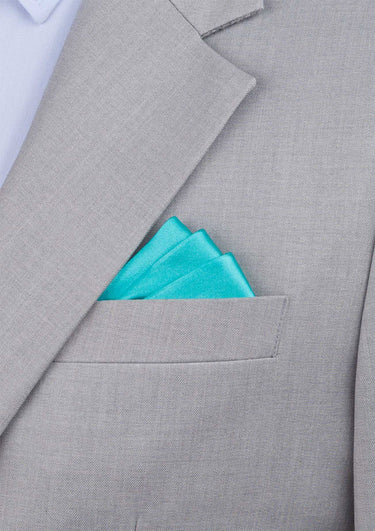 Silk Satin Capri Blue Pocket Square - SARTORO