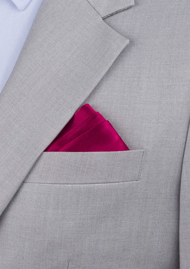 Silk Satin Carmine Red Pocket Square - SARTORO