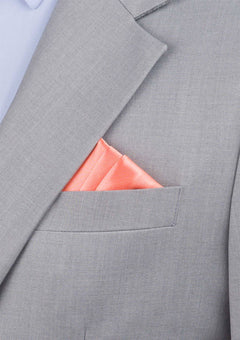 Silk Satin Coral Pocket Square - SARTORO