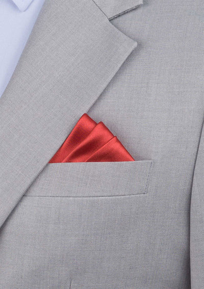 Silk Satin Crimson Red Pocket Square - SARTORO